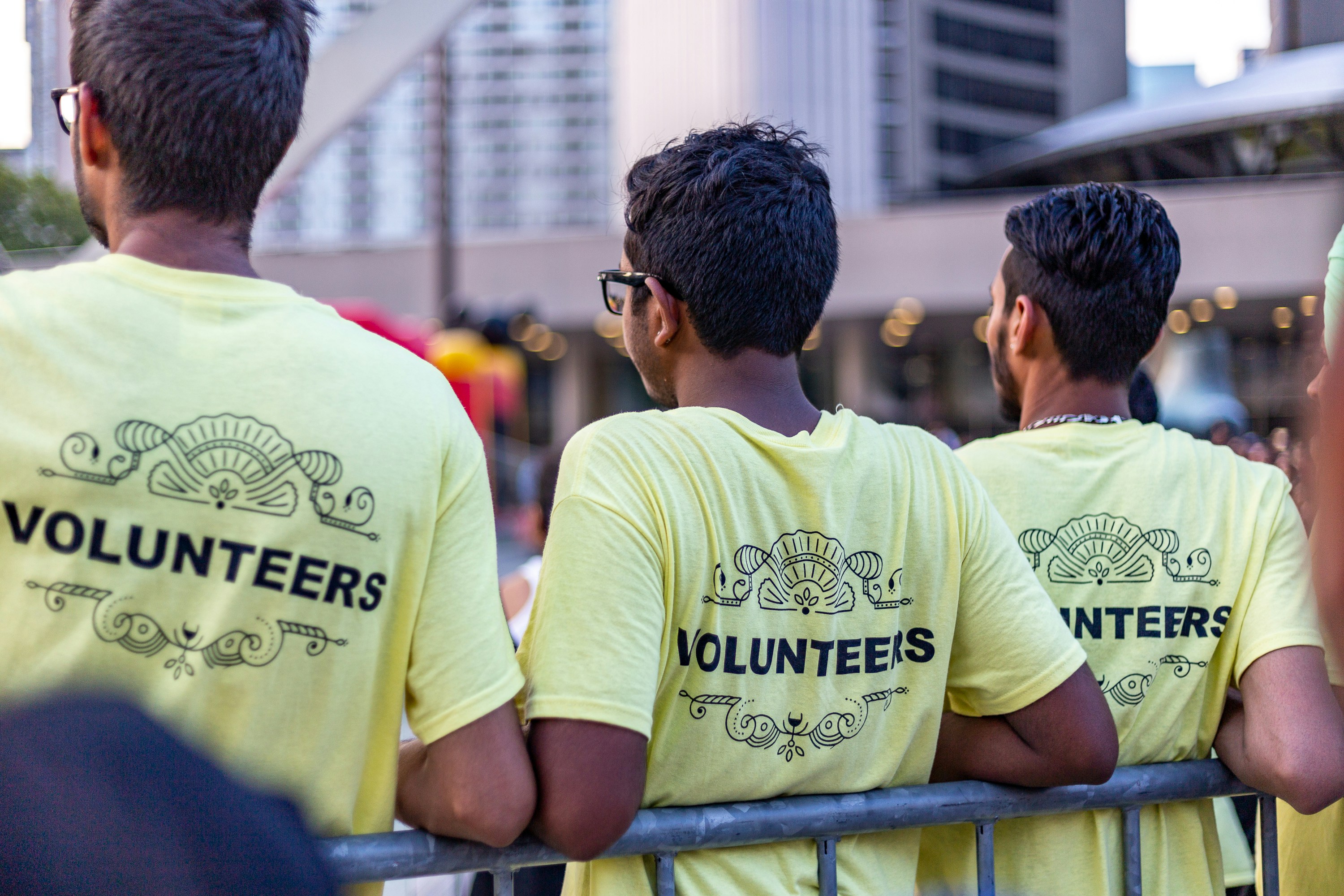 Volunteers working together for social cause